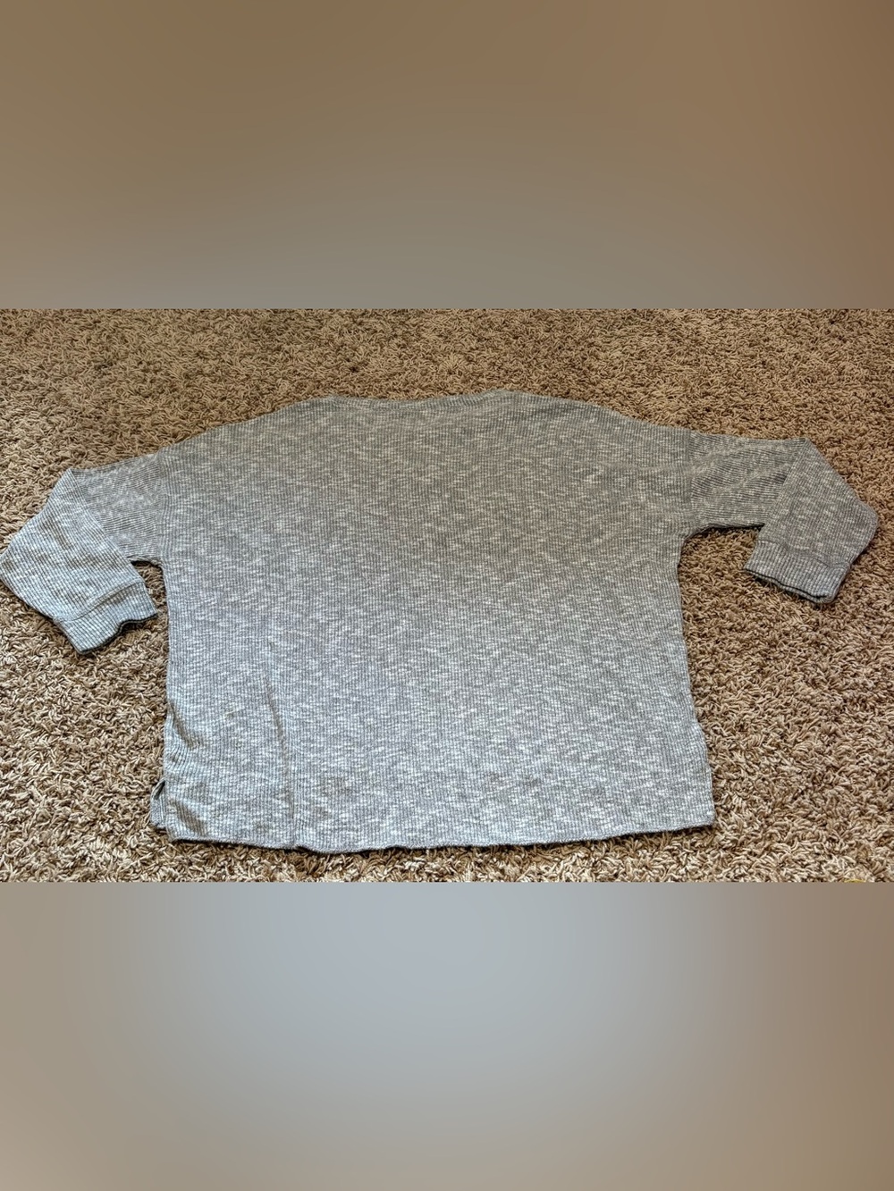 American Eagle Gray Ribbed Henley Top women’s size XL - Picture 2 of 8